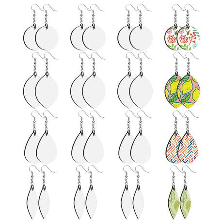 Catcan 32 Pieces Sublimation Earring Blanks, Heat Transfer Sublimation Ornament Blanks with Earring Hooks and Jump Rings for Women Jewelry DIY Making Sublimation Accessories Catcan