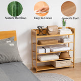 Suwoic Bamboo Shoe Rack Organizer, 5 Tier Shoe Shelf Storage Organizer, for Entryway, Hallway, and Closet (Nature) Suwoic