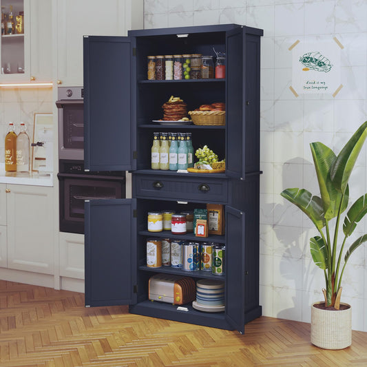 ARTPOWER Kitchen Pantry Storage Cabinet with Drawer and Adjustable Shelves, Pantry Cabinet for Kitchen, Bathroom or Hallway, Blue