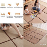 MYOYAY Large Japanese Tatami Mat 71x 71in Summer Breathable Sleeping Mat Foldable Rattan Floor Mat Non-Slip Memory Foam Stitching Carpet Crawling Mats Living Room Bedroom Playroom Yoga (Brown) MYOYAY