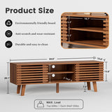 BVFUKA Mid Century Modern TV Stand for 55/60/65 inch TV, Entertainment Center with Sliding Door and Storage Shelves, TV and Media Consol for Living Room, Boho Wood Credenza for Living Room BVFUKA