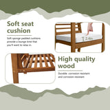 PayLessHere 3 Pieces Acacia Wood Patio Bistro Set with Water Resistant Cushions and Coffee Table for Backyard Garden Patio Furniture Outdoor Table Chair Set Outdoor Wood Chat Chairs Set PayLessHere