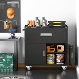 LCAOPC Metal Garage Storage Cabinet with Wheels, Lockable Rolling Tool Chest with Wheels, Tool Cabinet on Wheels, Metal Rolling Utility Cabinet for Home, Office, Garage and Workshop, Black LCAOPC