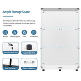 TRJQBCC 49" H 2 Doors Tempered Glass Display Cabinet with LED Light, 3-Shelf Wooden Curio Storage Cabinet with Adujust Floor Feet, Freestanding Lockable Display Storage Case Bookshelf for Home(White) TRJQBCC