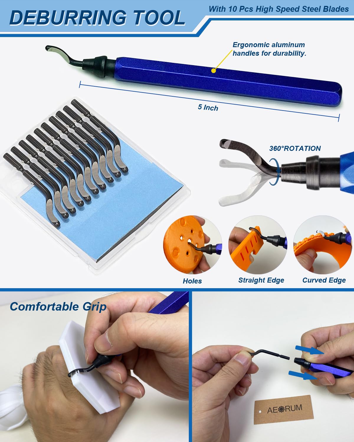 AEORUM 3D Printer Tools, 70 Pcs 3D Printer Accessories Kit with Wood Toolbox Includes 3D Printer Nozzle Cleaning Kit, Deburring Tool,Tube Cutter for 3D Printer AEORUM