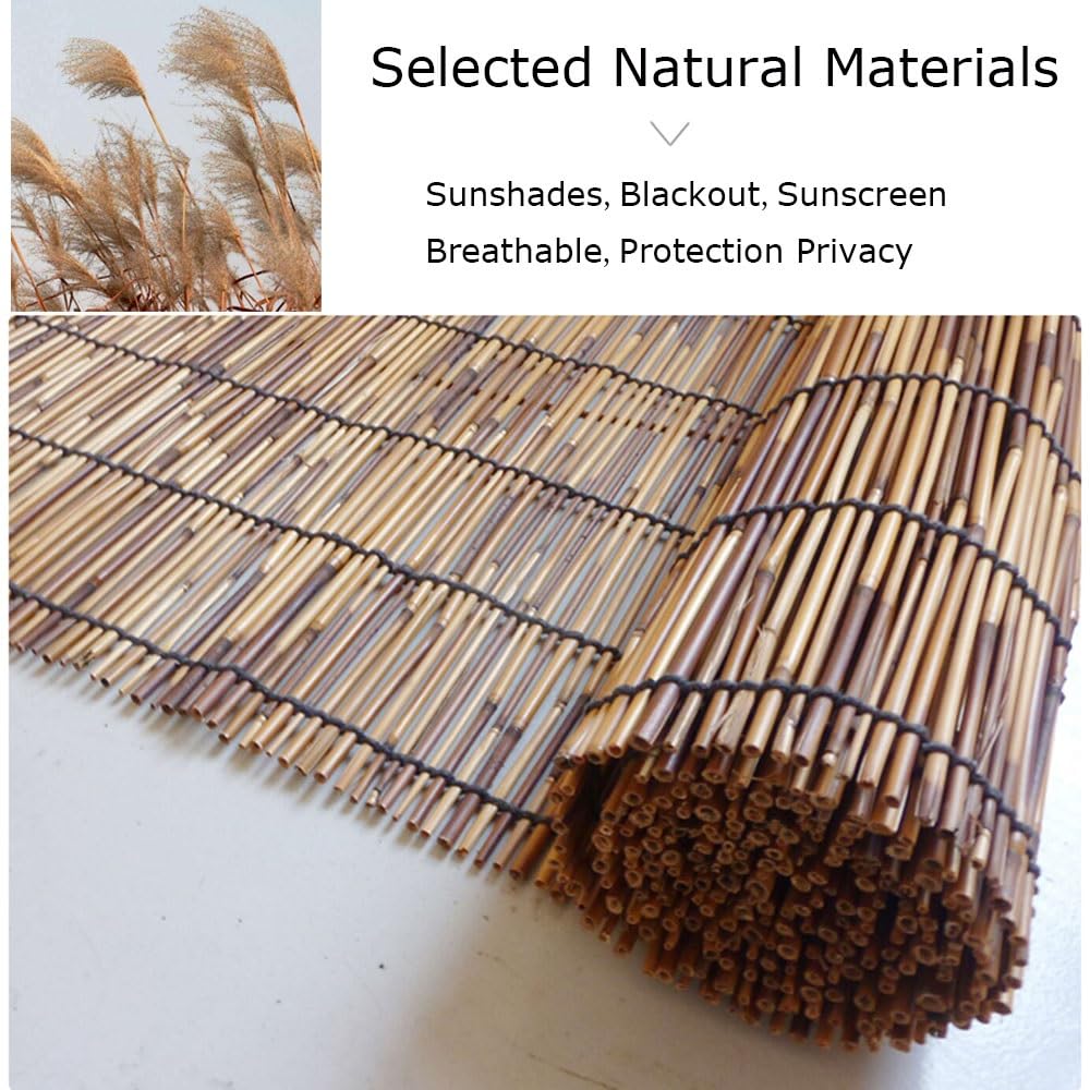 Bamboo Window Shades Outdoor Blackout Bamboo Roller Blinds,28x72in 38x64in 48x48in 64x64in 72x72in Cordless Roll Up Shade for Patio Balcony Porch Privacy Retro Bamboo Curtains (Size : W 64inxH 60in) WZLSQLTY