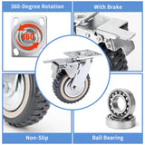 NestChic 4 Pack Heavy Duty Plate Casters Set, 8 Inch Swivel Wheels with Brake, Anti-Skid 360 Degree Ball Bearing Castors (2 with Brake, 2 Without) NestChic