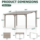 WKM 10x14 FT Wall Mounted Gazebo, Lean to Gazebo Hard Top, Decks, Porch and Backyard WKM
