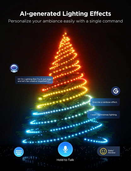 Govee Christmas Lights 2, RGBWIC 164FT 500LEDs LED String Lights for Christmas Decor, Smart Indoor Outdoor Christmas Tree Lights with Shape Mapping Function, 130+ Scene Modes, APP Control, Green Wire