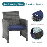 OC Orange-Casual 6 Piece Patio Furniture Conversation Set with Ottoman, Outdoor Grey Wicker Chair and Table Set, Balcony Furniture for Apartments, Navy Blue OC Orange-Casual