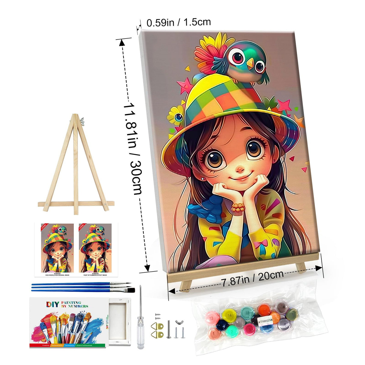 ATDMS Paint by Numbers Kit for Adults with Frame Cartoon Paint by Number with Easel Cartoon Character Adult Paint by Number Kits on Canvas Paint by Number with Frame for Home Wall Decor 8x12 Inch ATDMS