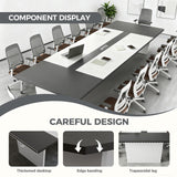 Nuipesn Rectangular Conference Room Table, Seminar Table Meeting Room Table Boardroom Desk Business Seminar Table Printer Desk no Chair for Office (White+Grey,9.84FT,118.11" L*51.18" W*29.53" H) Nuipesn