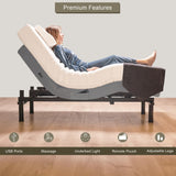 Irvine Home Collection King Adjustable Bed Base - Dual Massage - USB Ports - Zero Gravity - Underbed Light - Wireless Remote - Zero Gravity - Anti Snore - Memory Positions - Zero Clearance Irvine Home Collection