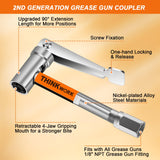 THINKWORK Grease Gun Coupler, 90° Degree Grease Gun Tips, Strong Lock on Greases Gun Couplers, 12000 PSI Quick Release Grease Coupler, Compatible with All Grease Guns 1/8" NPT Grease Gun Fittings THINKWORK