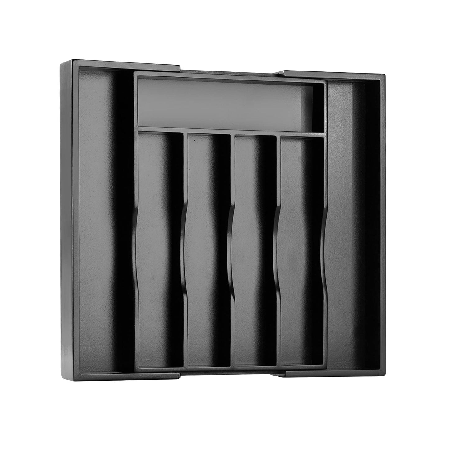 Bellsal Black Silverware Organizer Kitchen Drawer Organizer Expandable Bamboo Utensil Holder Cutlery Tray for Kitchen Utensil and Flatware Bedroom Office