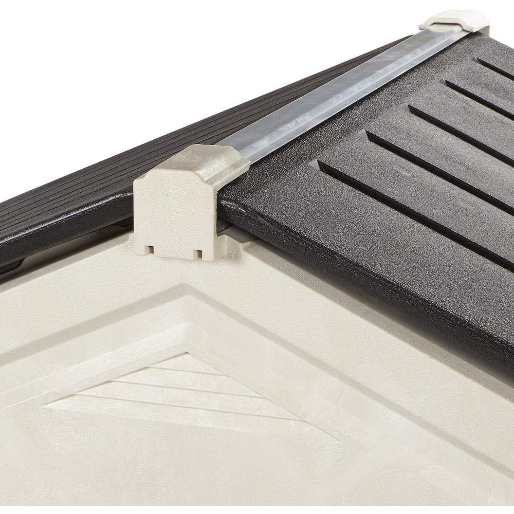 Rubbermaid Resin Outdoor Storage Shed With Floor (7 x 3.5 Ft), Weather Resistant, Beige/White, Organization for Home/Backyard/Garden Tools/Lawn Mower/Bike Storage/Pool Supplies Rubbermaid