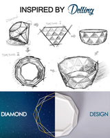 Ramekins 8 oz, Delling Creme Brulee Ramekins, Porcelain Ramekins Oven Safe, Geometric Style Ramekins for Baking Souffle, Ice Cream, Snack, Charcuterie Bowls, Set of 6, White DELLING