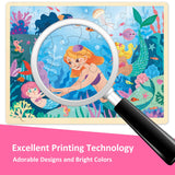 MoinKidz 48 Piece Puzzles for Kids Ages 3-5, Fun Mermaid Wooden Jigsaw Puzzles for 3 Year Old with Unique Puzzle Pieces, Preschool Toddler Puzzles Ages 4-8 with Puzzle Tray MoinKidz