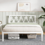 Novilla Heavy-Duty Queen Bed Frame with Headboard and Wooden Slat Support, Easy Assembly in White Novilla