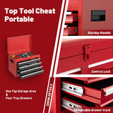 5-Drawers Large Tool Chest Tool Box Organizer with Lockable, 2-In-1 Detachable Tool Storage Cabinet with Wheels, Portable Expandable Tool Cart Toolbox with Drawers for Garage, Workstation, Workshop Flieghund