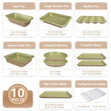 BETTERBEAUTY Nonstick Bakeware Set 10 Pcs, Professional Kitchen Bicolor Baking Pans Set with Cookie Sheets, Muffin Pan, Loaf Pan, Cake Pan and Cooling Rack, Dishwasher Safe, 0.8mm Thick, Heavy Duty BETTERBEAUTY