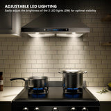 HisoHu Wall Mount Range Hood 30 Inch,Ductless/Ducted Convertible, 780 CFM Kitchen Vent Hood, Stainless Steel Mesh Filters,4 Speed Gesture Sensing&Touch Control Panel, Stainless Steel Kitchen Vent HisoHu