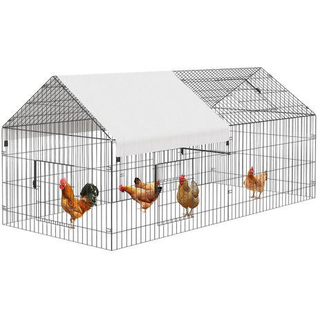 NUGRIART Metal Chicken Coop 86"×40"×40" Chicken Run with Waterproof Cover Portable Poultry Cage Walk in Hen House Outdoor Backyard Farm Animal Enclosure Crate Pet Playpen Exercise Pen for Rabbit Duck NUGRIART