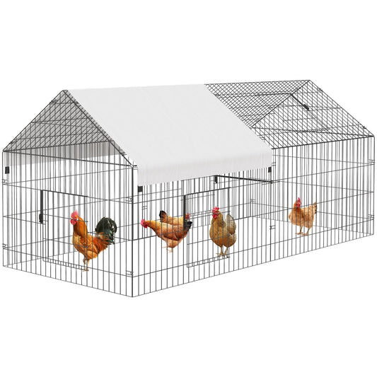 NUGRIART Metal Chicken Coop 86"×40"×40" Chicken Run with Waterproof Cover Portable Poultry Cage Walk in Hen House Outdoor Backyard Farm Animal Enclosure Crate Pet Playpen Exercise Pen for Rab - WoodArtSupply