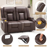 YODOLLA Loveseat Recliner with Cup Holders&Side Pockets, Home Theater Seating Manual RV Reclining Couch Sofa Double Recliner, Brown YODOLLA