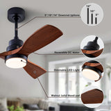 36" Ceiling Fan [with Lighting Remote Control], Indoor Outdoor Modern Wooden Ceiling Fan [with 3 Solid Wood Blades] for Kids' Rooms, bedrooms, Offices and More.… dearnow