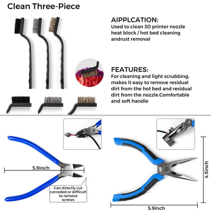 Twotrees 244 Piece 3D Printer Tool kit, Diverse 3D Printer Nozzle Cleaning Kit and Repair Tool Set, Including Tool Box, for 3D Printer Assembly, Cleaning, Trimming, etc - WoodArtSupply