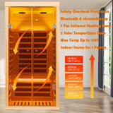 KUNSANA Hemlock Infrared Home Sauna Room 1 Person, Personal Luxury Indoor Sauna Spa, 1420w/120v Ultra Low EMF Heaters, App&LCD Panel Controls, Bluetooth Speakers, Chromotherapy Lights, Reading Lights KUNSANA