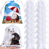 Cosblank 24 Pcs Sublimation Drawstring Bags Bulk 7x9 Inch Satin White Sublimation Gift Bags Reusable Heat Press Goodies Pouch for Christmas Party Favors Cosblank