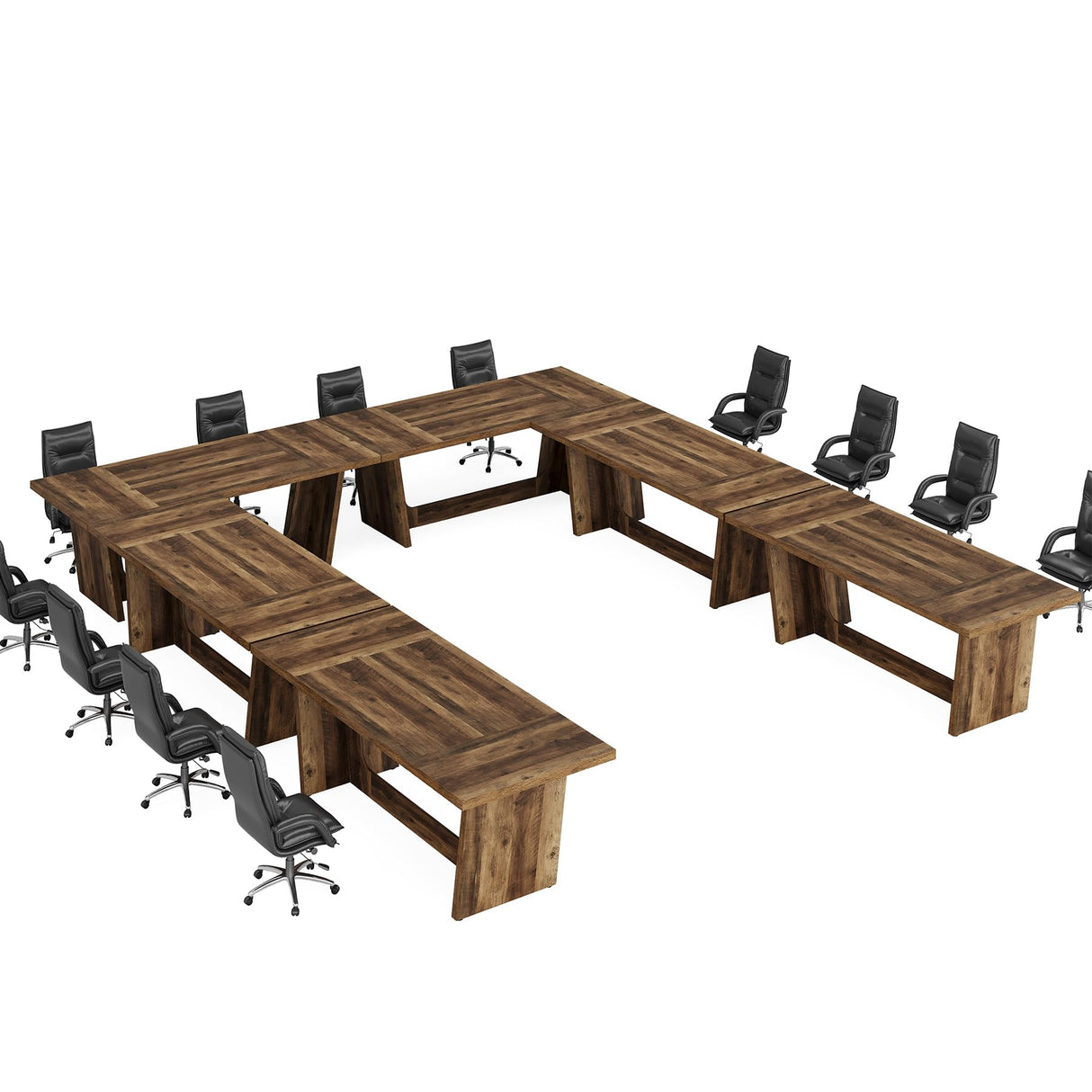 Tribesigns 6FT Conference Table, 71” Rectangular Executive Meeting Table for Office, Large Sturdy Business Desk with Solid Wooden Pedestal, Industrial Seminar Table, Dark Brown Tribesigns