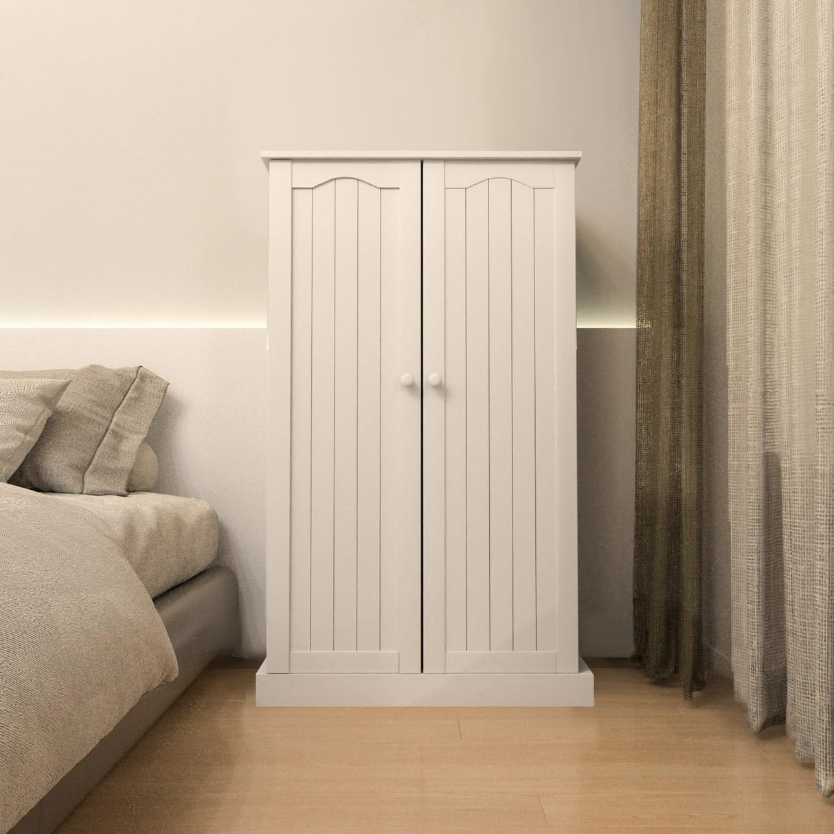 GEPELCN 50" LED Kitchen Pantry Cabinet White Storage Cabinet Food Pantry with Doors and Adjustable Shelves Freestanding Buffet Cupboards Sideboard for Kitchen Living Room and Dinning Room GEPELCN