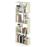 Manora 4 Tier Geometric Bookcase, S Shaped Bookshelf, Modern White Bookcase with Tall Display Shelves, Decorative Storage Shelf for Living Room and Bedroom Manora