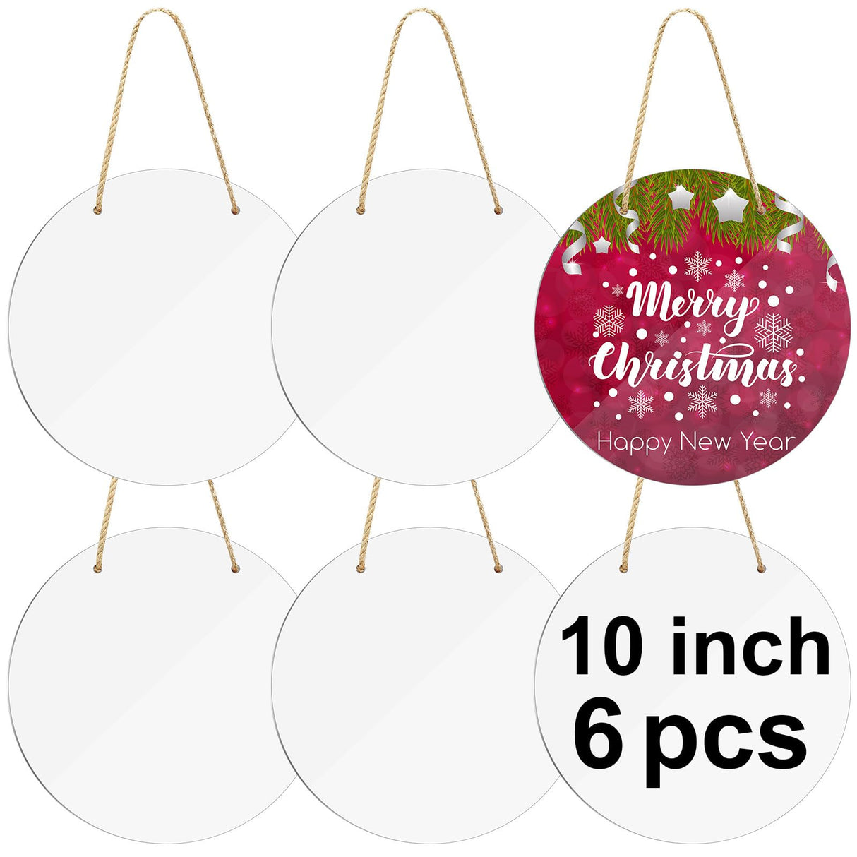 6 pcs metal sublimation door hanger blanks,10 inch circle Unfinished Blank Sign Door Hanger,sublimation ornament blanks decorative door hanger,blank door hangers,sublimation metal sign blanks GEKIXUTP