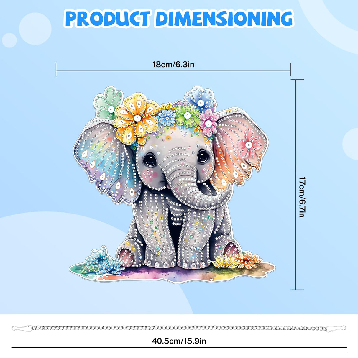 Bowetile Elephant Diamond Art Hanging Kits for Adults Kids, 5D Special Shape Diamond Painting Pendant Kits, Animal Gem Art Suncatchers Painting Ornament for Home Garden Wall Decor Bowetile