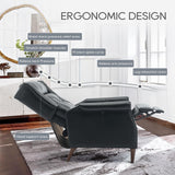 COLAMY Wingback Pushback Recliner Chair, Modern Upholstered Leather Living Room Chair Armchair with Button Tufted Back, Black COLAMY