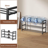 HDDTTZ 3-Tier Expandable Shoe Rack, Adjustable Shoe Shelf Storage Organizer Heavy Duty Metal Free Standing Shoe Rack for Entryway Closet Doorway (Black) HDDTTZ