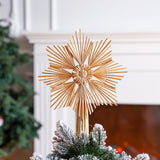 Lineshading Christmas Straw Star Snowflake Tree Topper Straw Ornaments 10 x 12 Inch Swedish Style Nordic Tree Topper for Christmas Tree Office Home Indoor Desktop Adults Decoration(Classic) Lineshading