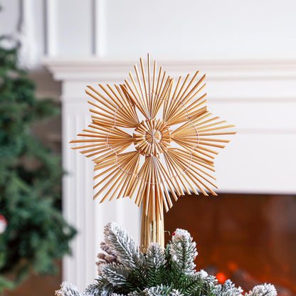 Lineshading Christmas Straw Star Snowflake Tree Topper Straw Ornaments 10 x 12 Inch Swedish Style Nordic Tree Topper for Christmas Tree Office Home Indoor Desktop Adults Decoration(Classic)