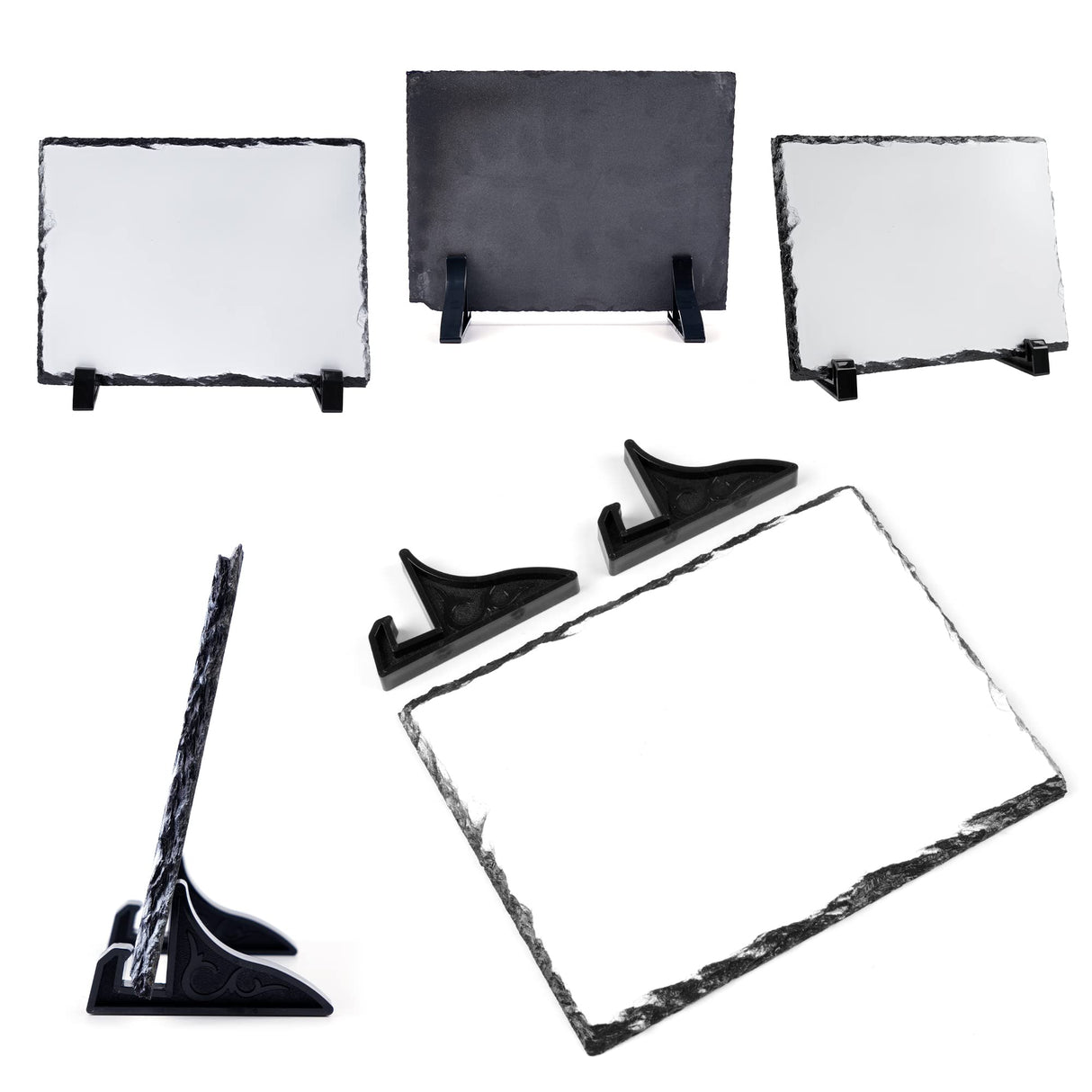 Daomong Sublimation Blank Slate Rock Stone Photo Frame 2 Pieces DIY Heat Transfer Picture Frame with Display Holder Personalized Decoration Photo Frame for Heat Press Machine,7.9 x 11.8 Inch Daomong