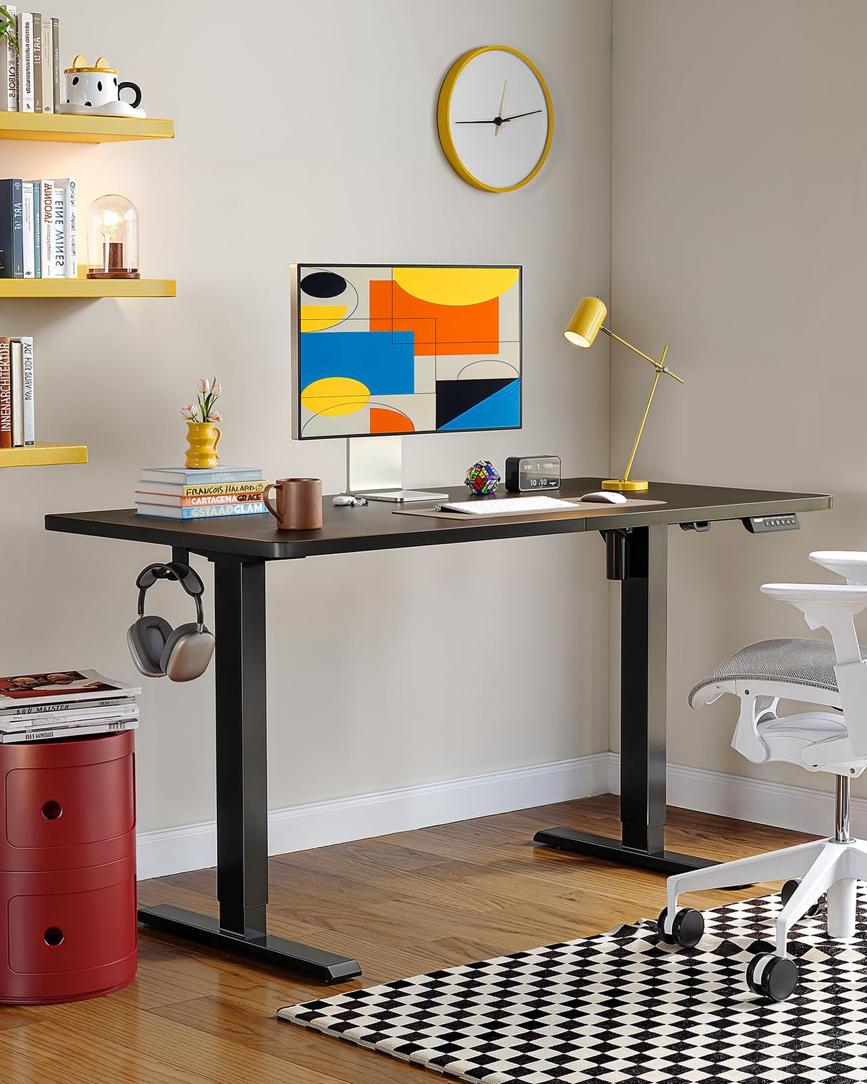 ErGear Electric Standing Desk, 48 x 24 inch Height Adjustable Sit Stand Up Desk, Computer Home Office Desk with 4 Memory Height Buttons, Two Pieces Desktop, Black, EGESD110B ErGear