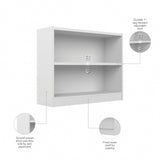 Bush Furniture Universal Small 2 Shelf Bookcase in White, Low Storage and Display Bookshelf for Home Office or Living Room Organization Bush Furniture