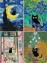 ARPADAMO Adults Beginners Paint by Number Kits ? Press Digital Easy Acrylic Black cat 4 Pieces Paint, DIY Watercolor Paint Press Digital kit on Canvas Home Wall Decoration Without Frame 12×16inch ARPADAMO