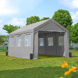 ADVANCE OUTDOOR 10x20 ft Heavy Duty Carports with 6 Roll-up Ventilated Windows & Removable Sidewalls Car Canopy Garage Boat Shelter Party Tent, Adjustable Peak Height from 9.5ft to 11ft, Gray ADVANCE OUTDOOR