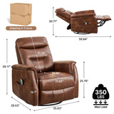 choairy Massage Rocker Recliner Chair, Oversized Manual Glider Rocking Recliners, Reclining Chair with Massage and Heat, Faux Leather Nursery Recliner for Living Room, Dark Brown choairy