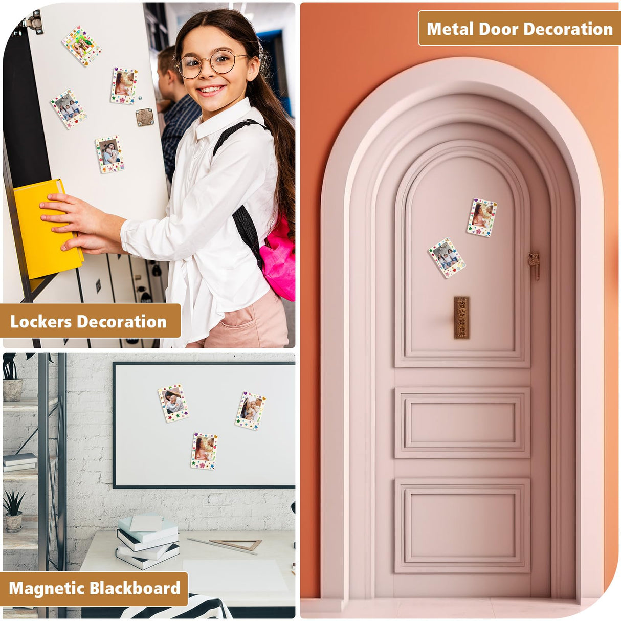 Yalikop 12 Pack Wooden Picture Frames for Crafts Unfinished Magnetic Picture Photo Frame with 12 Watercolor Pencils, Stickers, Mini Wood Fridge Magnetic Frames Display DIY Gifts for Refrigerator Yalikop