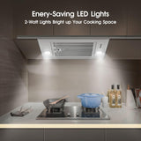 Zomagas Range Hood Insert 24 inch, Built in Kitchen Hood 600CFM, Ducted/Ductless Convertible Stove Hood with Stainless Steel Baffle Filter, Vent Hood Insert w/ 3 Speed Fan, 2PCS Replaceable LED Lights Zomagas